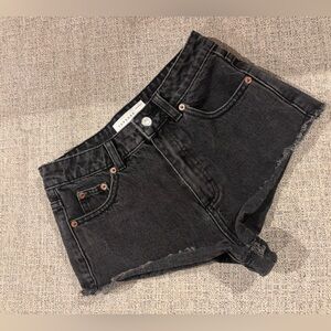 Topshop Black High Waisted Denim Shorts | Raw Hem